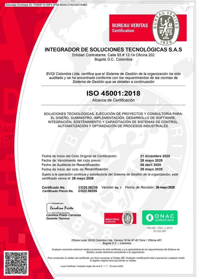 Certificado ISO 45001